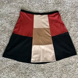 Cupio Color Block Suede-like Skirt- NWT